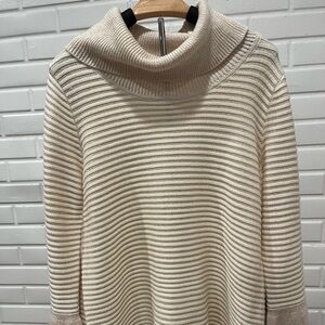 Calvin Klein Beige Striped Turtleneck Sweater